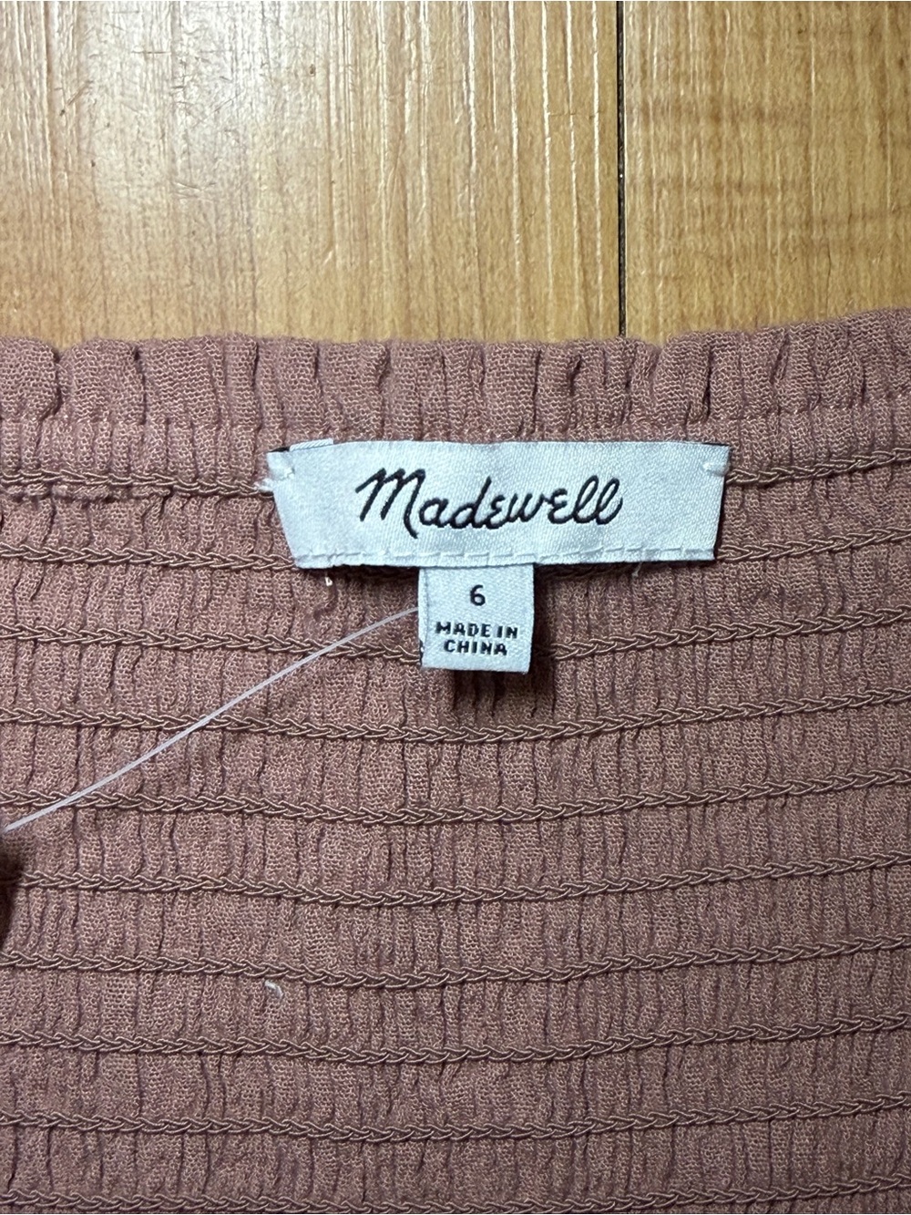 Madewell Babydoll Smocked Square Neck Puff Sleeve Peplum Top in Dusty Rose - Picture 5 of 15